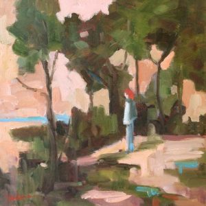Artist Nadine Schoepfle Looking Out 12x12 oil on canvas